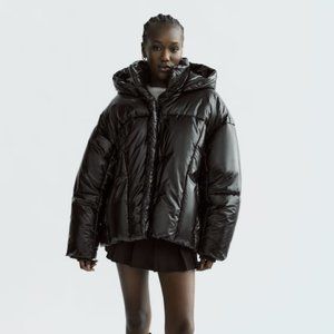 NWT ZARA WATER REPELLENT PUFFER ANORAK BLACK